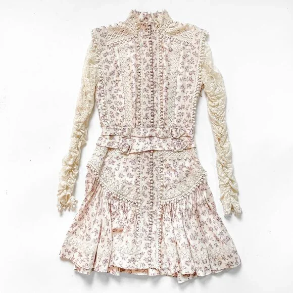Zimmermann Sabotage Shirt Dress Floral Silk Mini Dress Size AU 1 US 6 NEW - Picture 4 of 14